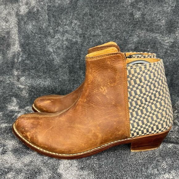 The Root Collective Espe Women’s Handmade Ankle Boots Chestnut Leather Size 11 - Picture 1 of 10